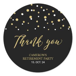 Black & Gold | Modern Retirement Favor Thank you Classic Round Sticker