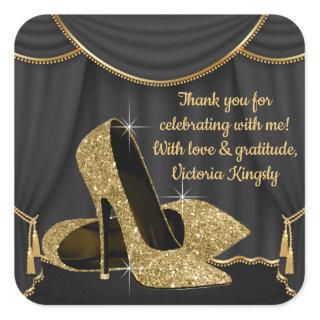 Black Gold Shoe Birthday Party Favor Stickers