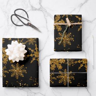 Black & Gold Snowflakes Stars Merry Christmas  Sheets