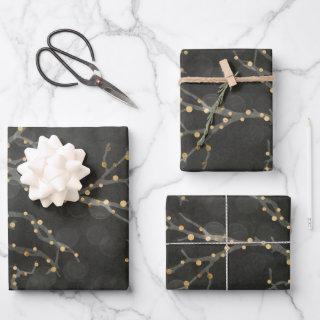 Black Golden Lights Bokeh Christmas Holiday  Sheets