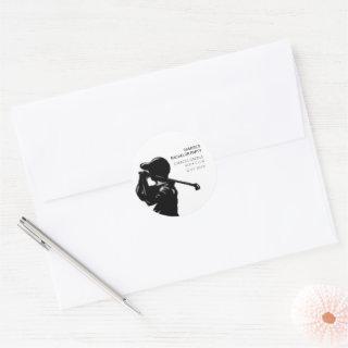 Black golfer Golfing Trip Bachelor Party minimal  Classic Round Sticker