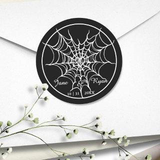 Black Gothic Spooky HalloWedding  Classic Round Sticker