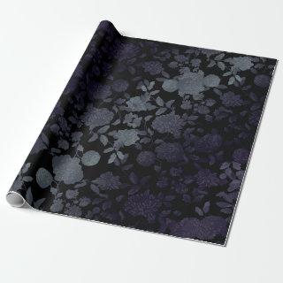 Black Gray Purple Ombre Modern Vintage Floral
