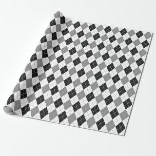 black gray white argyle plaid