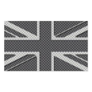 Black & Grey Carbon Fiber UK Flag Union Jack Rectangular Sticker