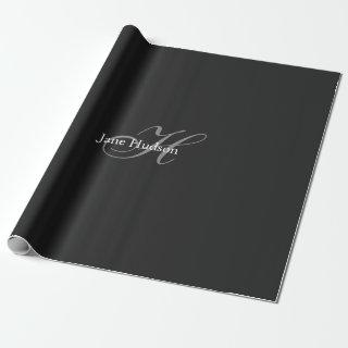 Black Grey Monogram Simple Plain Special Gift