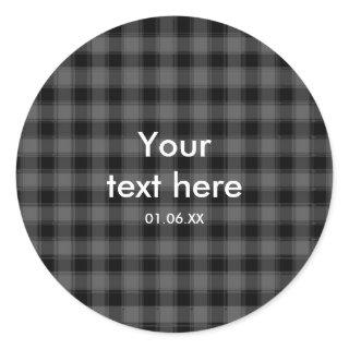 Black & Grey Plaid Checkered Party Favor Stickers