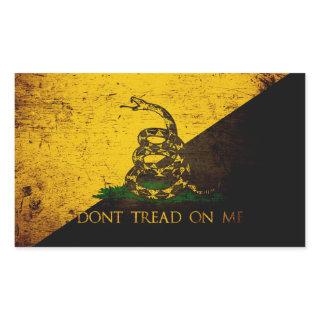 Black Grunge Anarcho Gadsden Flag Rectangular Sticker