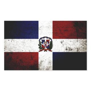 Black Grunge Dominican Republic Flag Rectangular Sticker