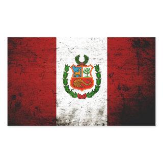 Black Grunge Peru Flag Rectangular Sticker