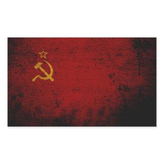 Black Grunge Soviet Union Flag Rectangular Sticker