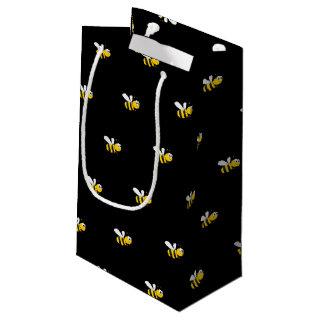 Black happy bumble bees cute fun small gift bag