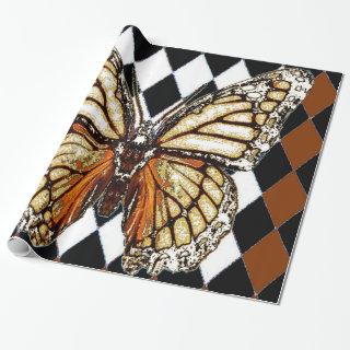 BLACK  HARLEQUIN PATTERNED BROWN-WHITE  BUTTERFL