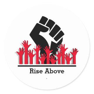 Black History Month Power Fist  RISE ABOVE Custom Classic Round Sticker