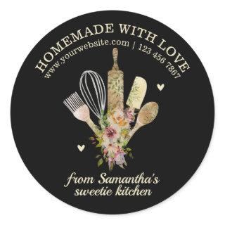 Black Homemade with love Catering Bakery Chef Classic Round Sticker
