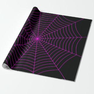 Black hot pink spider web Halloween pattern