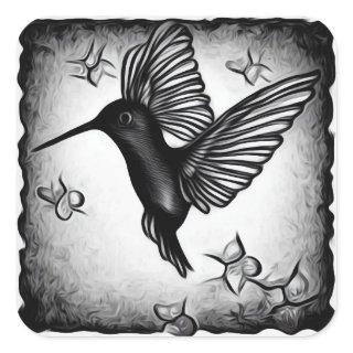 Black Hummingbird Square Sticker