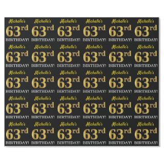 Black, Imitation Gold "63rd BIRTHDAY"