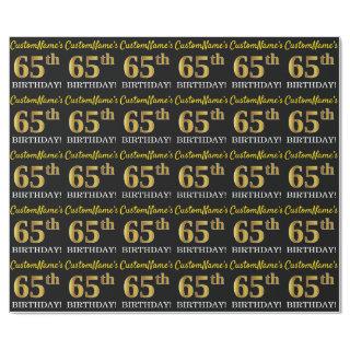 Black, Imitation Gold "65th BIRTHDAY"