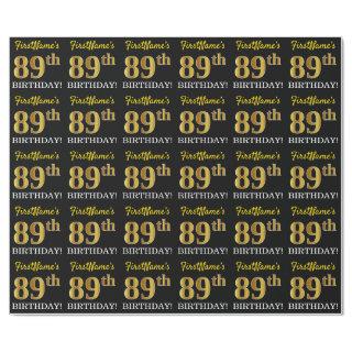 Black, Imitation Gold "89th BIRTHDAY"