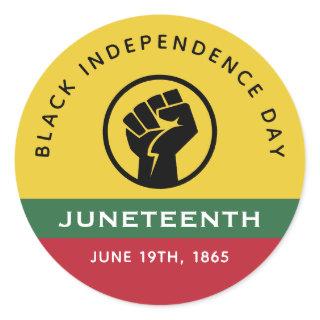 Black Independence Day Juneteenth 1865 Curved Text Classic Round Sticker