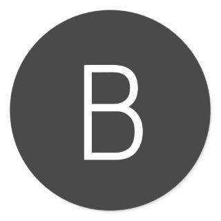 Black Initial Letter Monogram Modern Classic Round Sticker