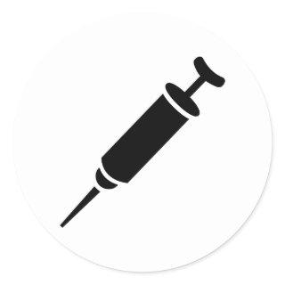 Black injection syringe classic round sticker