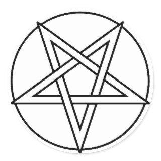 Black Inverted Pentacle Classic Round Sticker