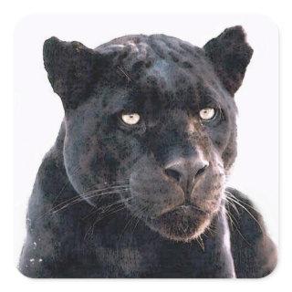 Black Jaguar Square Stickers