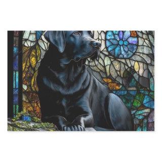 Black Lab Animals Pets Stained Glass Wrapping Pape  Sheets