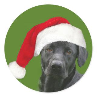 Black lab Christmas Classic Round Sticker