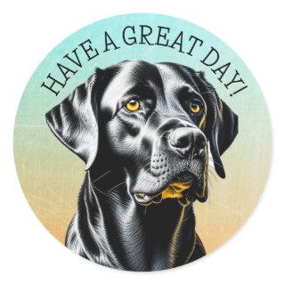Black Lab | Have a Great Day Classic Round Sticker