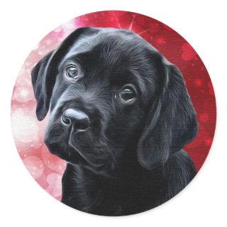 Black Lab Puppy - Labrador - Valentine Puppy Classic Round Sticker