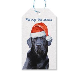 Black Labrador Christmas Holiday Cute Santa Dog Gift Tags