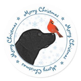 Black Labrador Merry Christmas Classic Round Sticker