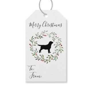 Black Labrador Retriever Christmas Wreath Dog Gift Tags
