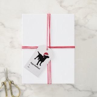 Black Labrador Retriever in Santa Hat Christmas Gift Tags