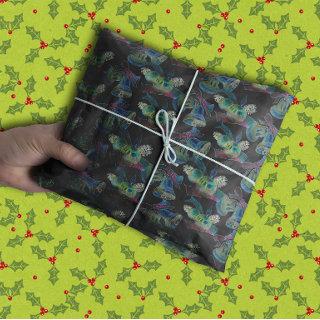 Black Light Neon Glow Xmas Bell and Candle Pattern Tissue Paper