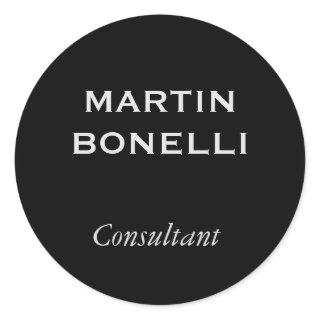 Black Modern Plain Minimalist Classic Round Sticker