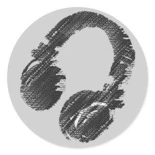 black music deejay headphone classic round sticker