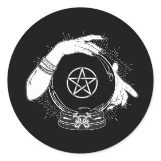 Black Mystic Fortune Teller Mystical Crystal Ball Classic Round Sticker