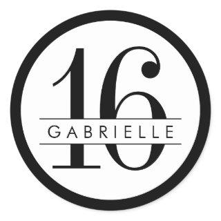 Black n White Border Birthday Favor Sticker Label