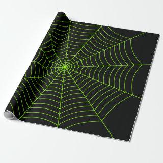 Black neon green spider web Halloween pattern