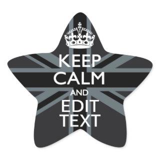 Black on Black  Keep Calm Personalized Union Jack Star Sticker