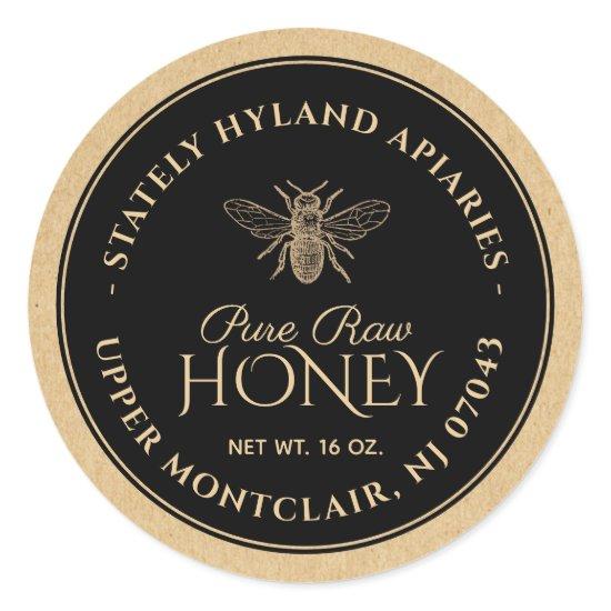 Black on Kraft Honey Label (Vintage Bee)