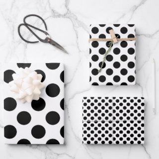 Black on White Different Sizes Polka Dots  Sheets