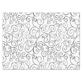 Black on White Hand-Painted Curvy Pattern Tissue Paper