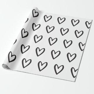 Black on White Handdrawn Hearts