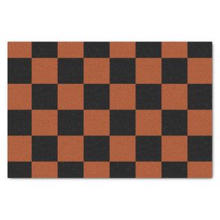 Black & Orange Checkered Squares Buffalo Plaid Tissue Paper