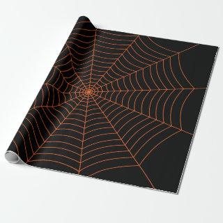 Black orange spider web Halloween pattern